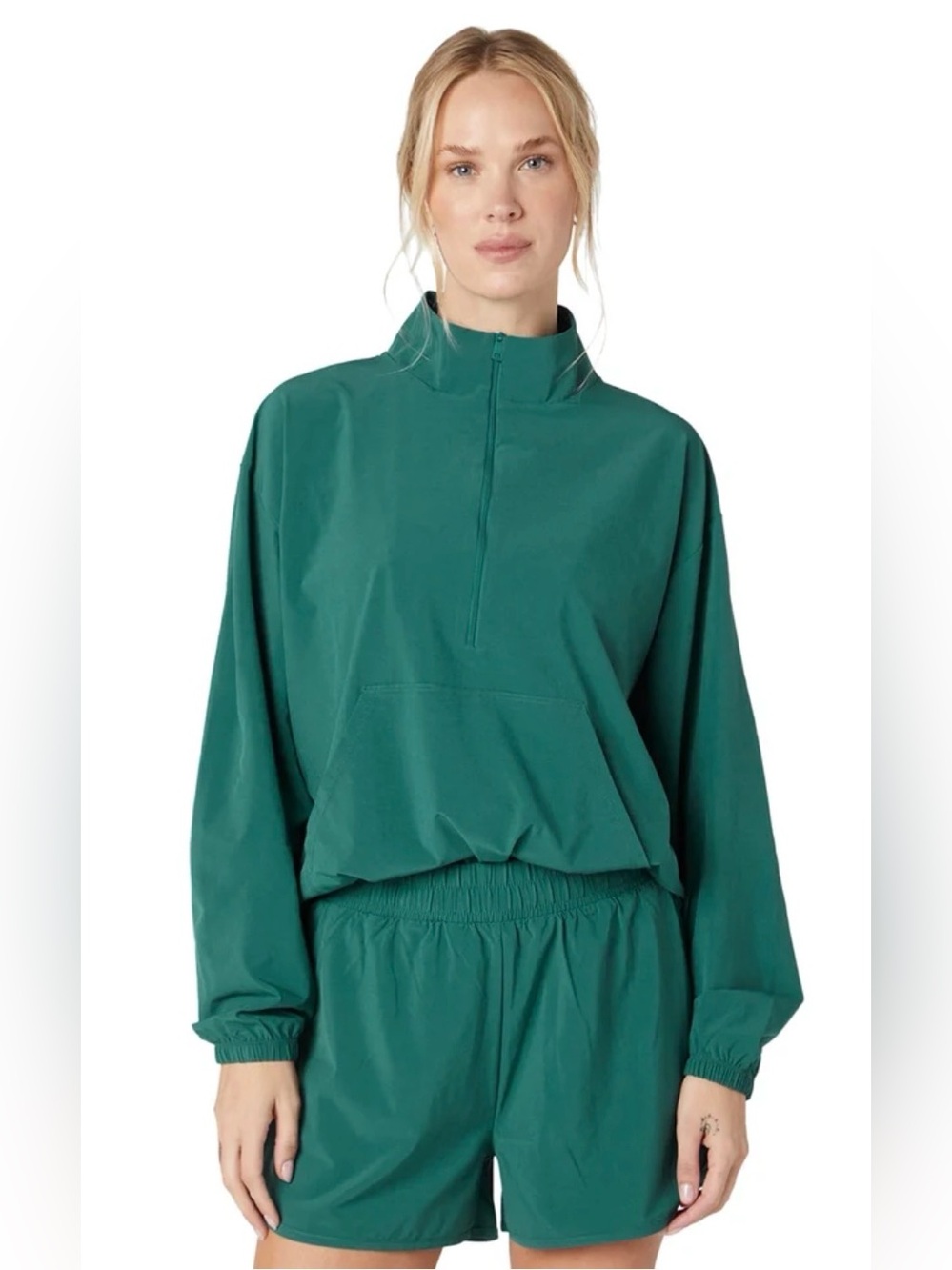 Beyond Yoga In Stride Half Zip Pullover in Teal